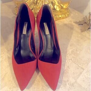 Pumps Heels Shoes. Raphaella Booz red suede